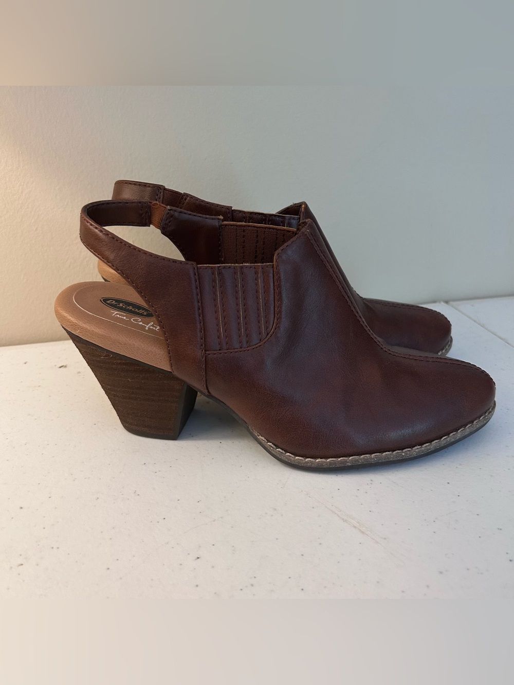 Dr Scholl's Slingback Booties Memory Foam Cool Fit “Clout" Brown Size 8 Shoes